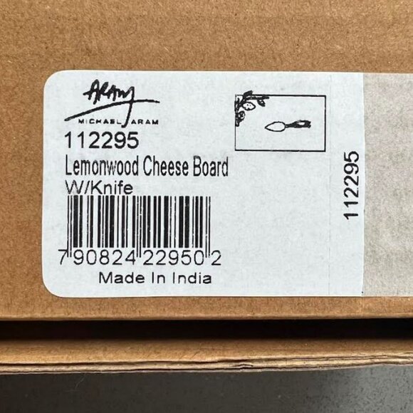 *NIB* MICHAEL ARAM LEMONWOOD Granite Cheese Board Serving Tray w/ Knife/Spreader - Picture 8 of 8